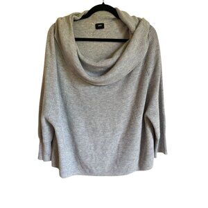 FATE Size Large Gray Ribbed Wool Blend Cowl Neck Sweater